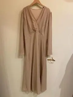 【古着】Vネック 長袖 ワンピース