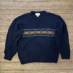 Eddie Bauer コットンニット セーター メンズL ネイビー