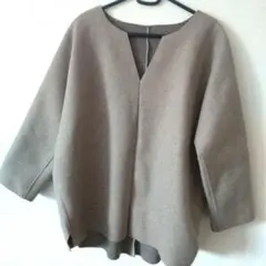 ノーカラージャケット ウール風 トップス L