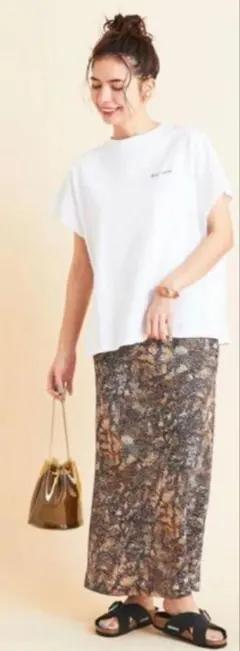 BEAUTY&YOUTH ドット＆フラワープリントロングスカート