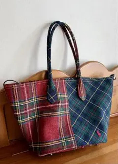 POLO RALPH LAUREN/ パッチワーク ウール トート