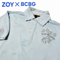 ZOY BCBG ゴルフポロシャツ 水色 ドット メンズのサムネイル