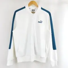 PUMA ストレッチ ロゴ 刺繡 ジップ トラック ジャケット S メンズ 白