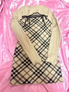 GRL♡チェック柄フロントオープンリボンニットミニワンピース[ru1372]♡