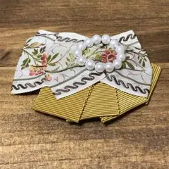 バレッタ パール リボン