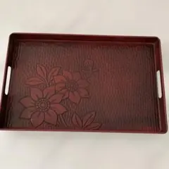 昭和レトロ レトロ 鎌倉彫風 プラスチック製 お盆 トレー 菊柄 和食