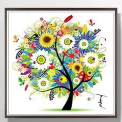 【夏の木】刺繍 クロスステッチキット 春夏秋冬 図案印刷 初心者向け 壁アート