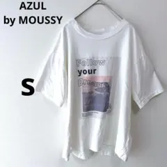 アズールバイマウジー【s】半袖Tシャツ　フォトTシャツ　コットン混　綿