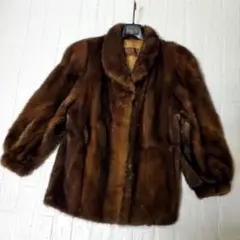 高級 SAGA MINK Jindo ミンク毛皮コート 銀タグ 裏地色褪せあり