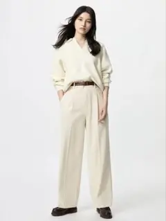 UNIQLO タックワイドパンツ ナチュラル
