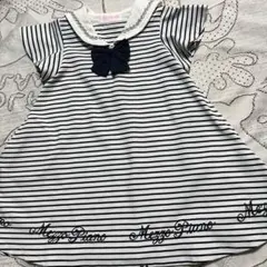 美品♡メゾピアノ ♡ストライプ 半袖セラーワンピース♡１２０