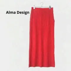 【新品未使用】Alma Design リブタイトロングスカート L レッド
