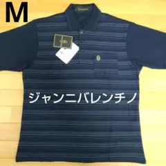 M ④ジャンニバレンチノ 新品 半袖ポロシャツ メンズ 紺のサムネイル