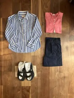 グリーンレーベルリラクシング　キッズ　ストライプシャツ