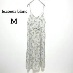 ルクールブラン　キャミワンピース　M　ライトグレー　小花柄　Ｖネック　438