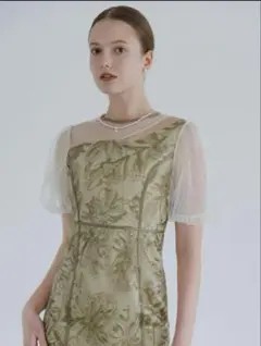 LEJA アシンメトリーシアーフラワーワンピースドレス S