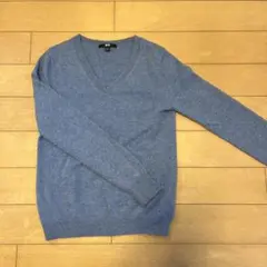 UNIQLO ユニクロ カシミヤ100% Vネックセーター ブルー S