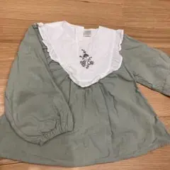 子供 女の子 トップス フリル付き刺繍ブラウス