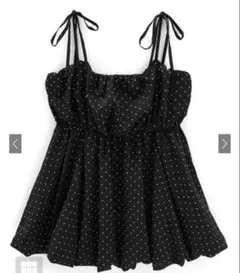 GRL リボンショルダードット柄バルーンチュニック【dh1353】