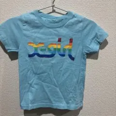X-girl 半袖Tシャツ ライトブルー レインボーロゴ