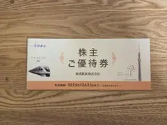 未使用　東武鉄道株主優待券　有効期限2025年12月31日まで
