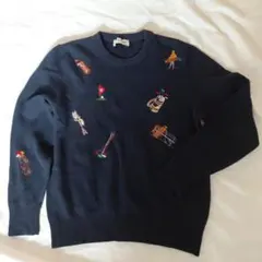 GERULAN sportuti ゴルフ刺繍ニットセーター ネイビー
