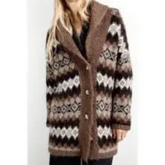 【美品】ザラ　モヘヤアルパカ　ノルディック柄　ニットカーディガン　M ゆったり