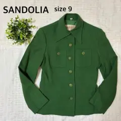 ヴィンテージ テーラードジャケット グリーン サイズ9号 レトロ レーヨン