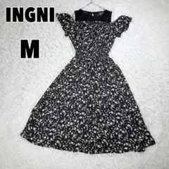 ♥INGNI♥ イング (M) レースレイヤー肩あき花柄ワンピース
