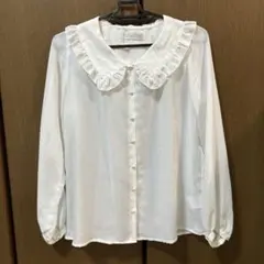 E hyphen world galleryフリル襟ホワイトブラウス