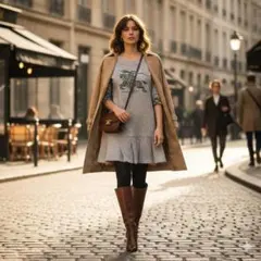 バーバリーブルーレーベル ホースロゴ ノバチェック チュニック丈ワンピース 38