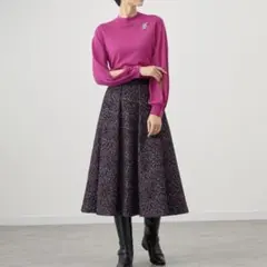 美品♡ANAYI レオパードラメジャガードタック スカート 36