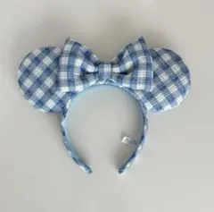 ◎美品◎ディズニー ◎青色チェックミニーカチューシャ