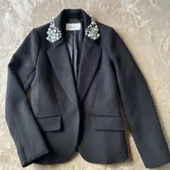 ROYAL PARTY ビジュー付きテーラードジャケット サイズ2 ブラック