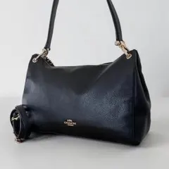 コーチ　ショルダーバッグ　2way シボ革　ゴールド金具　斜め掛け　ブラックのサムネイル