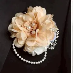 コサージュ　ベージュブルー系　上品　フォーマル　パーティー　発表会　入園、入学