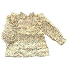 pour enfant　肩フリル花柄ブラウス　YE