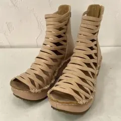 【超美品】ヒナデイグリーン グラディエーター ブーツサンダル レザー 厚底のサムネイル