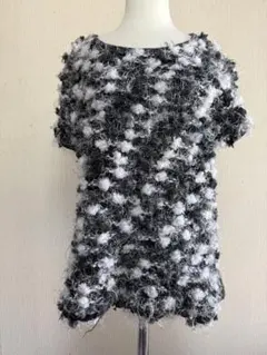 フラワー刺繍 半袖チュニック グレー