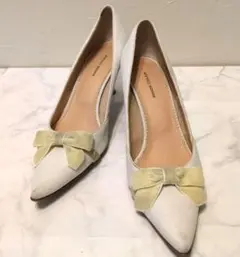 リボン付きハイヒール✨️25.5cm 日本製 PARADIS COULEUR 白