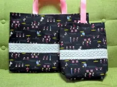 入園入学セット　バレリーナ柄　レッスンバックとシューズバック　ハンドメイド