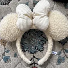 ディズニー ミニー 白 モコモコ ボア カチューシャ