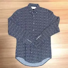 【超美品】ZARA MAN 花柄シャツ ネイビー ボタンダウン スリムフィット