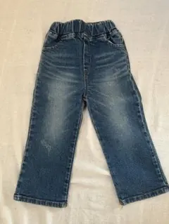 デニムストレートパンツ ゴムウエスト