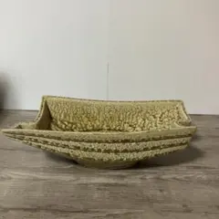 D-壁【極美品】水盤 花器 陶器 変形 船型 モダン 生け花 華道 自由花