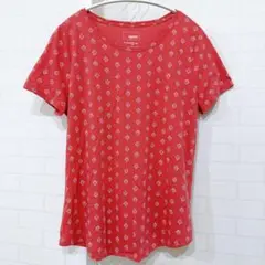 ソノマ 総柄 Ｔシャツ クルーネック 半袖 裾ラウンド【M 】ピンク 綿のサムネイル