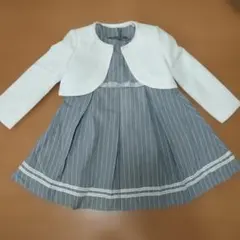 フォーマルドレス グレーとホワイトストライプ　小学校入学