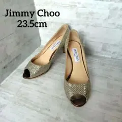 Jimmy Choo シルバー オープントゥパンプス グリッター