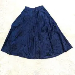 Cacharel ネイビー フレアスカート　コットン　麻のサムネイル