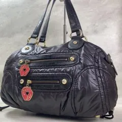 Anna Sui アナスイ Y2K 林檎 ナイロン ボストンバッグ ブラックのサムネイル